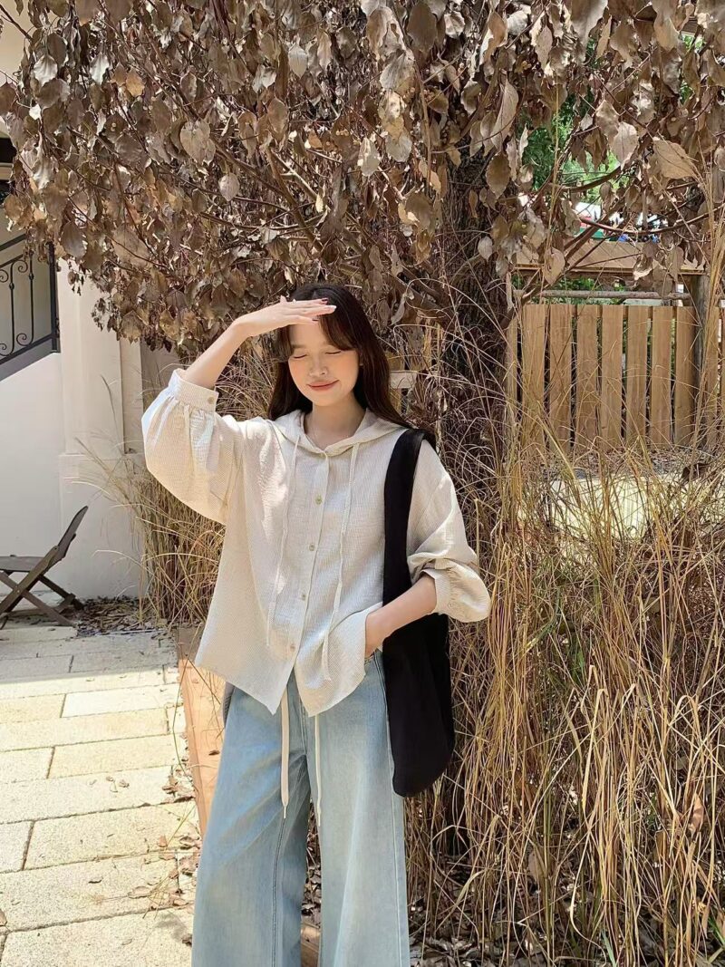 Linen Cotton Relaxed Hoodie Shirt (2 colours) - Image 5