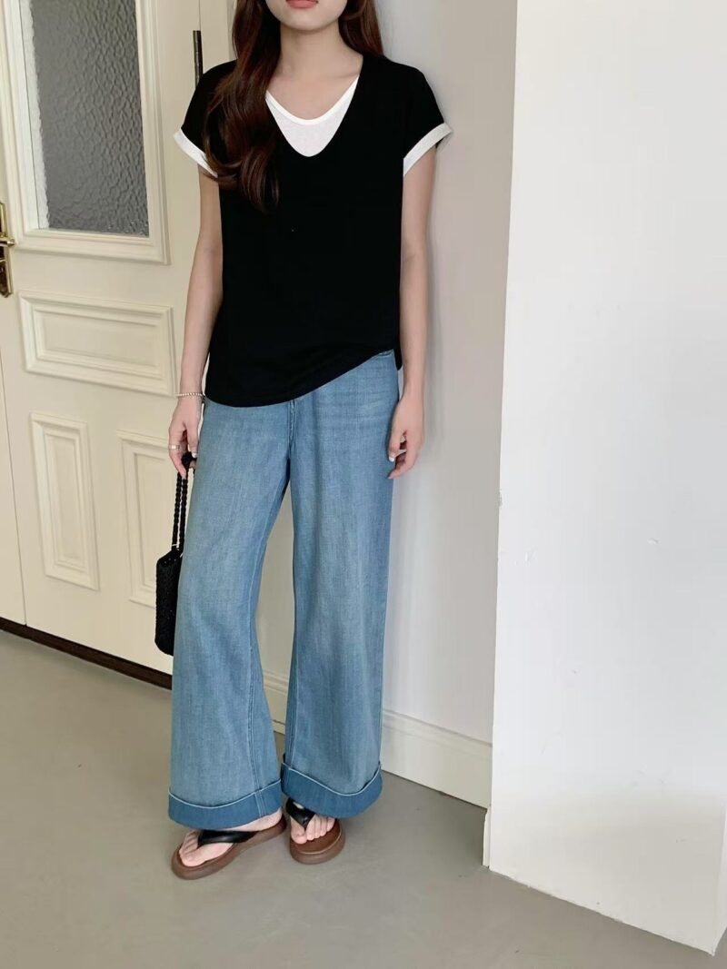 Duo Layers Comfy Tee (Black) - Image 8