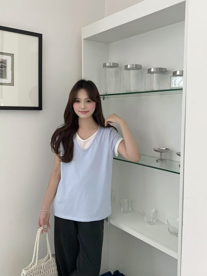 Duo Layers Comfy Tee (Black) - Image 2