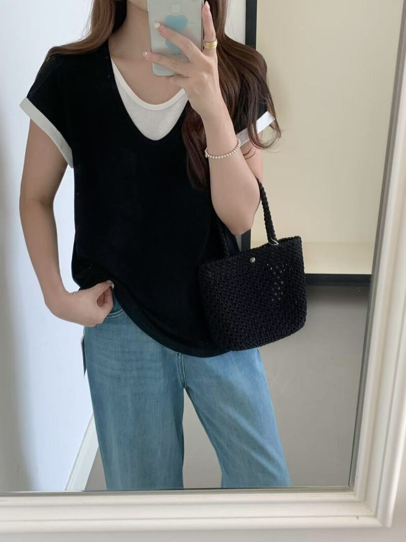 Duo Layers Comfy Tee (Black) - Image 5