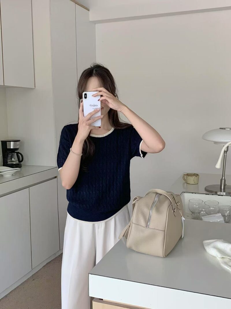 Twist Cable Contrast Knit Top (3 colours) - Image 3