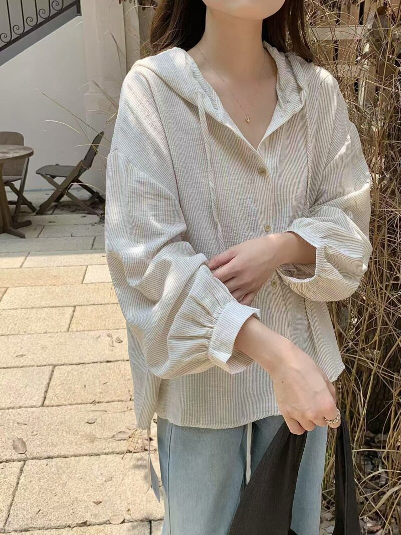 Linen Cotton Relaxed Hoodie Shirt (2 colours) - Image 4