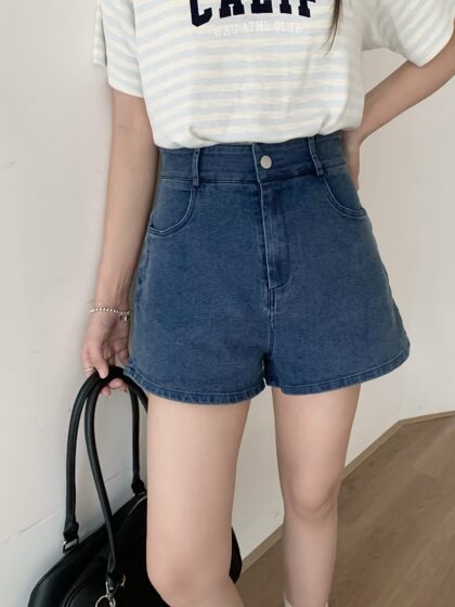[PREORDER] Dark Wash HW Stretch Denim Shorts