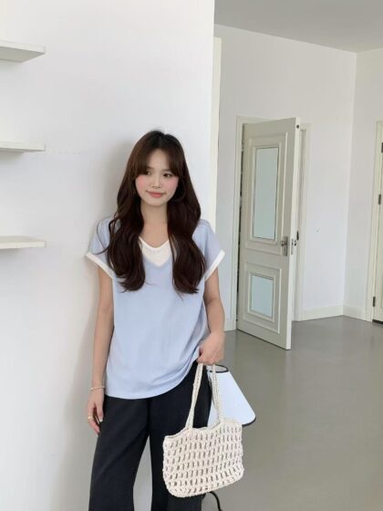Duo Layers Comfy Tee (Sky Blue)