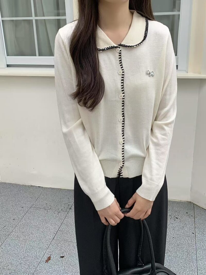 Puppy Charm Contrast Knit Long Sleeve Top (3 colours) - Image 4