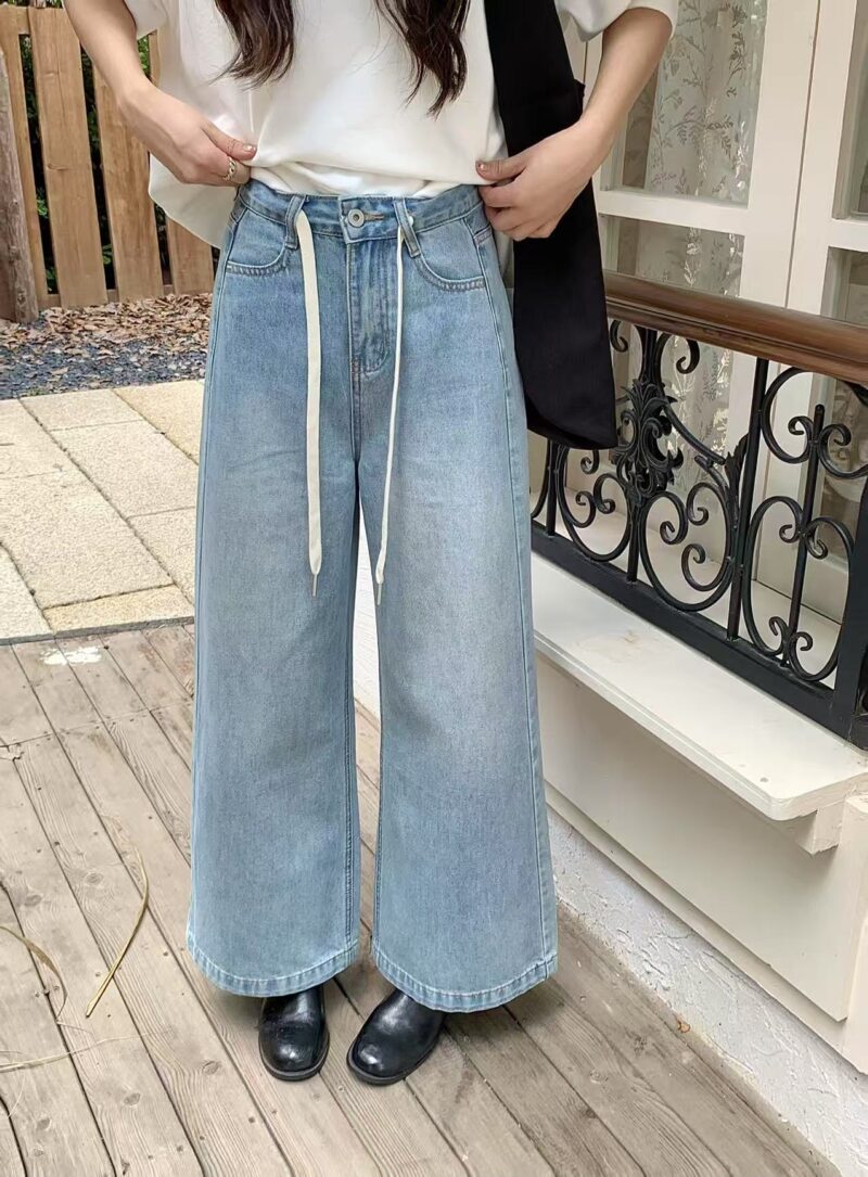 Summer Wash Drawstring Denim Jeans - Image 2