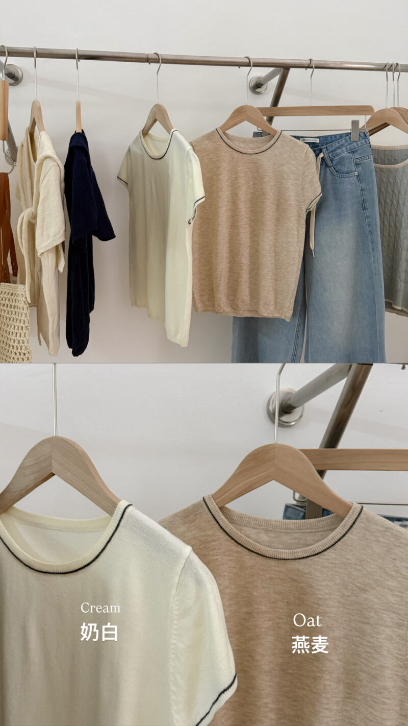 Basic Wool Knit Top with Contrast Stitching Top (2 colours) - Image 7