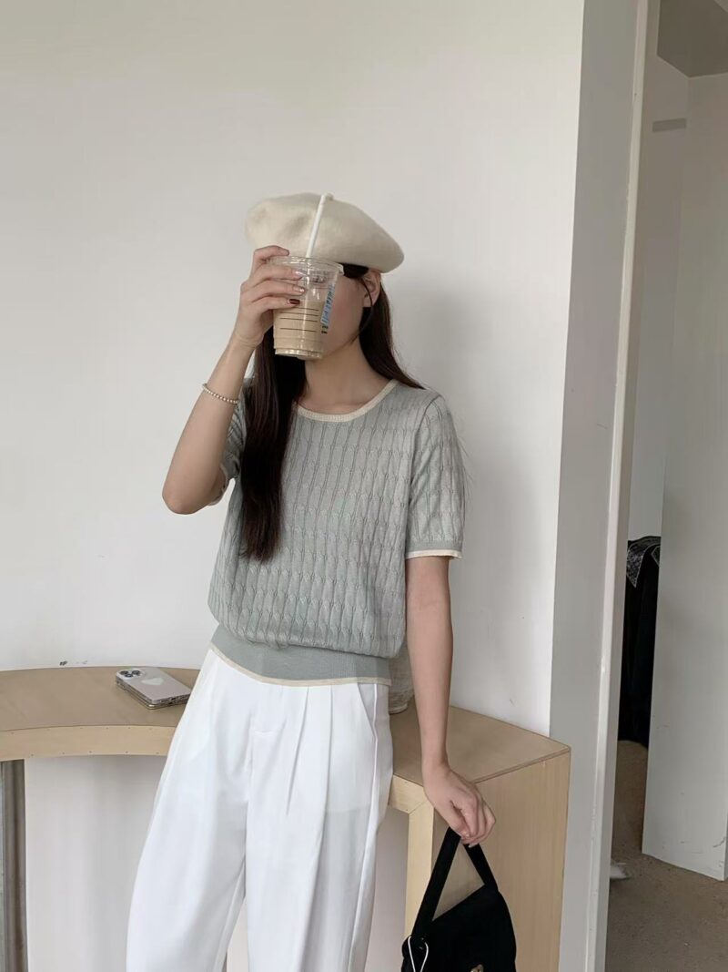Twist Cable Contrast Knit Top (3 colours) - Image 5