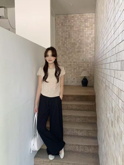 Basic Wool Knit Top with Contrast Stitching Top (2 colours)