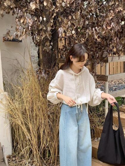 Linen Cotton Relaxed Hoodie Shirt (2 colours)