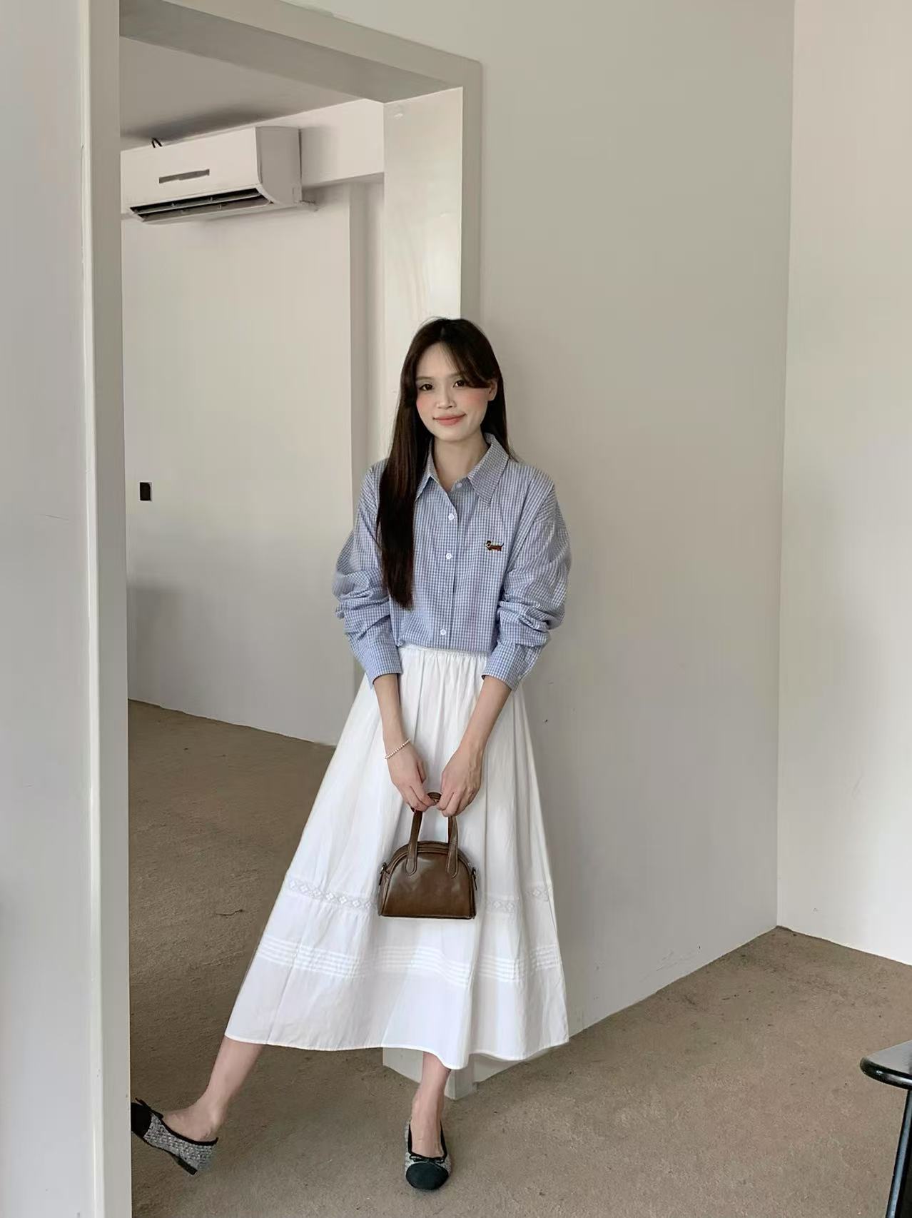 Embroidered Dachshund Oversized Shirt (Checkered) - Image 6