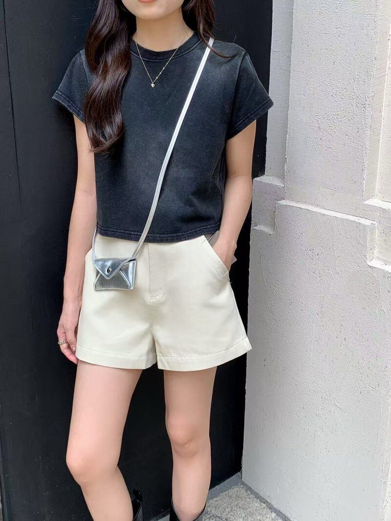Denim Washed Premium Crop Tee (2 colours)