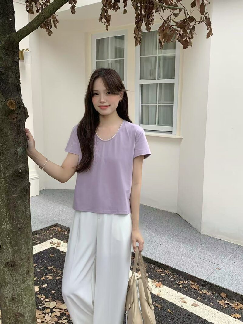 Olibe U-Neck Contrast Tee (4 colours) - Image 11