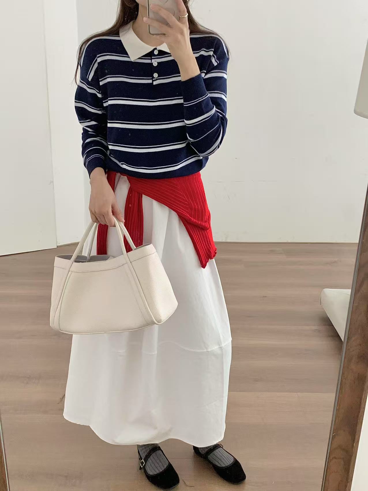 Retro Striped Knit Polo Long Sleeve Top (3 colours) - Image 5