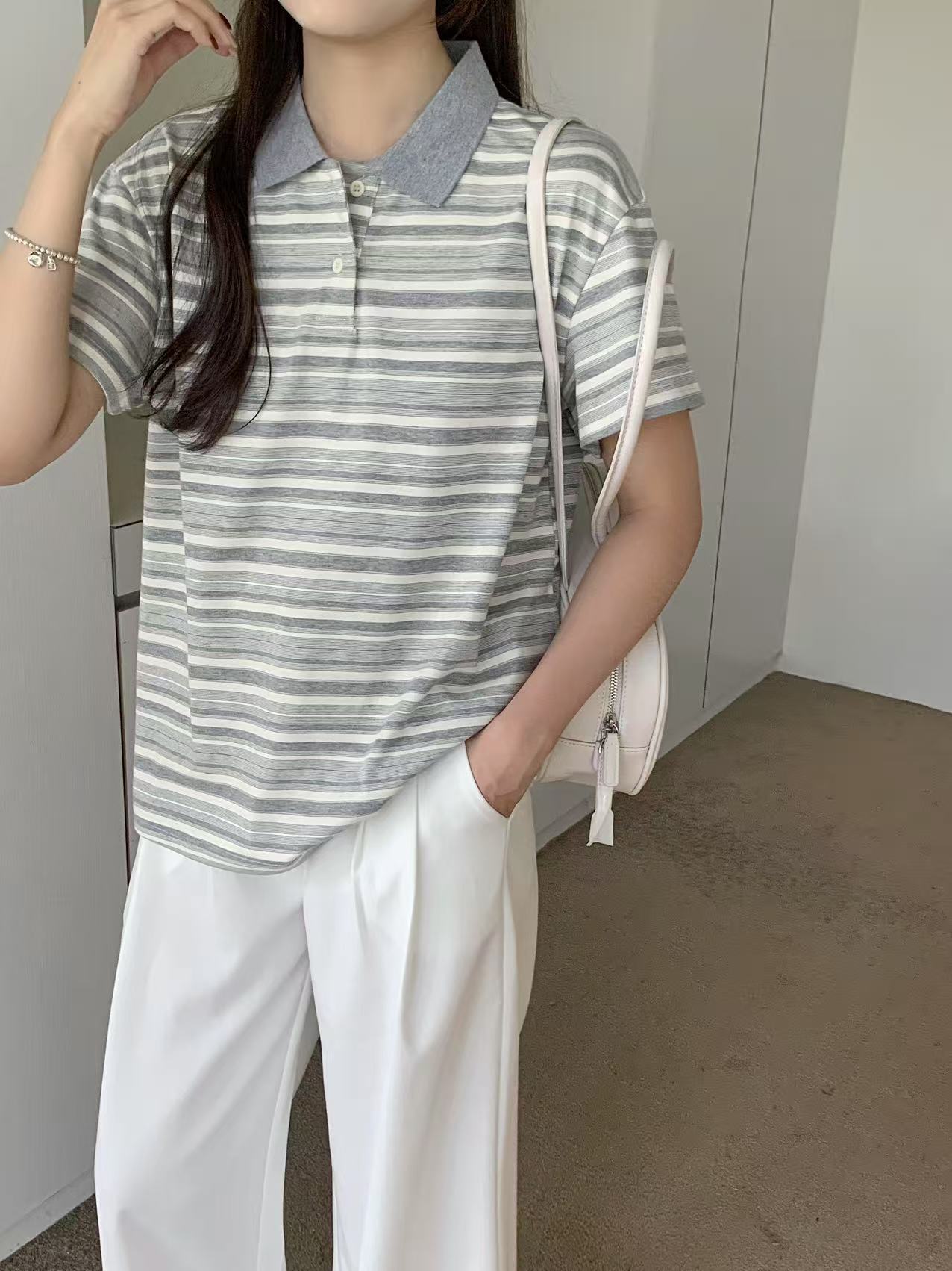 Retro Vintage Boyfriend Striped Tee - Image 2