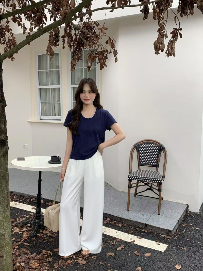 Olibe U-Neck Contrast Tee (4 colours) - Image 2