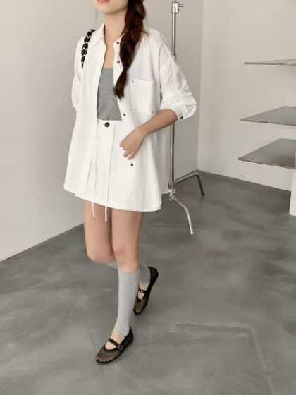 Oversize 2 Pieces Set in White