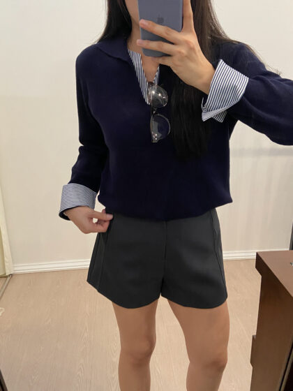 Inline Polo Knit Long Sleeve Top