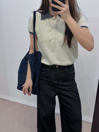 Almond Slate Polo Top