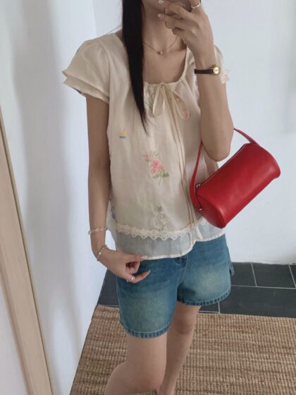 Floral Print Layered Chiffon Top