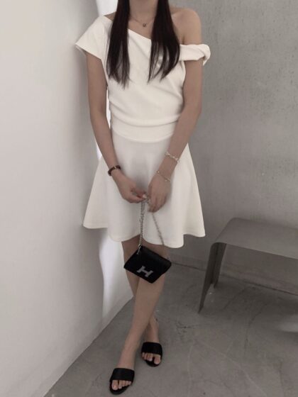 Aura Draped Dress (Cream White)
