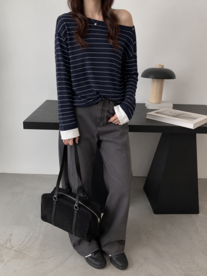 Shoulder-Button Knit Top (2 colours)